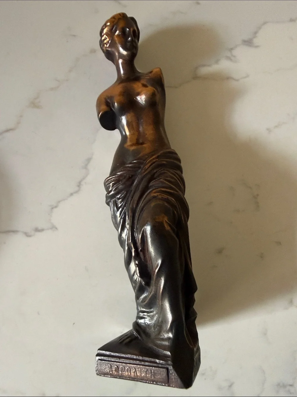 Vintage Bronze Venus Sculptural Statue Madebin Greece and Signed